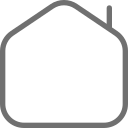 Graues Icon, dass die Kontur eines Hauses darstellt