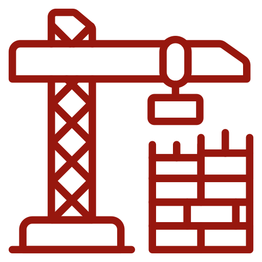 Rotes Icon mit einem Kran