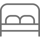 Graues Icon, dass ein Bett mti einer Kontur darstellt, ohne Flächen
