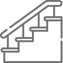 Graues Icon, dass die Kontur einer Treppe darstellt